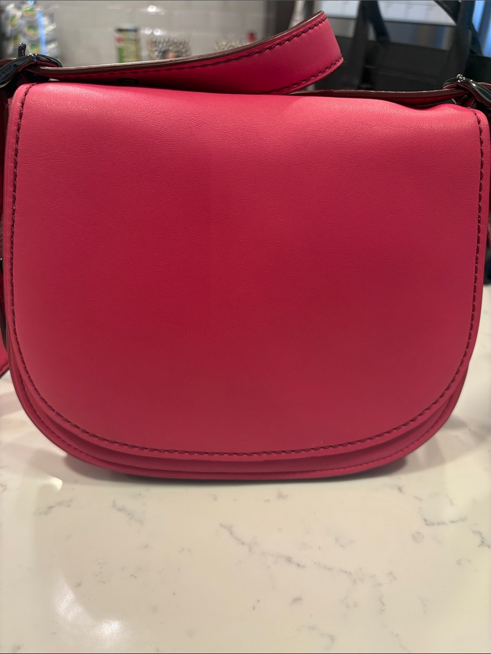 Coach Hot Pink Leather Crossbody Saddle Bag